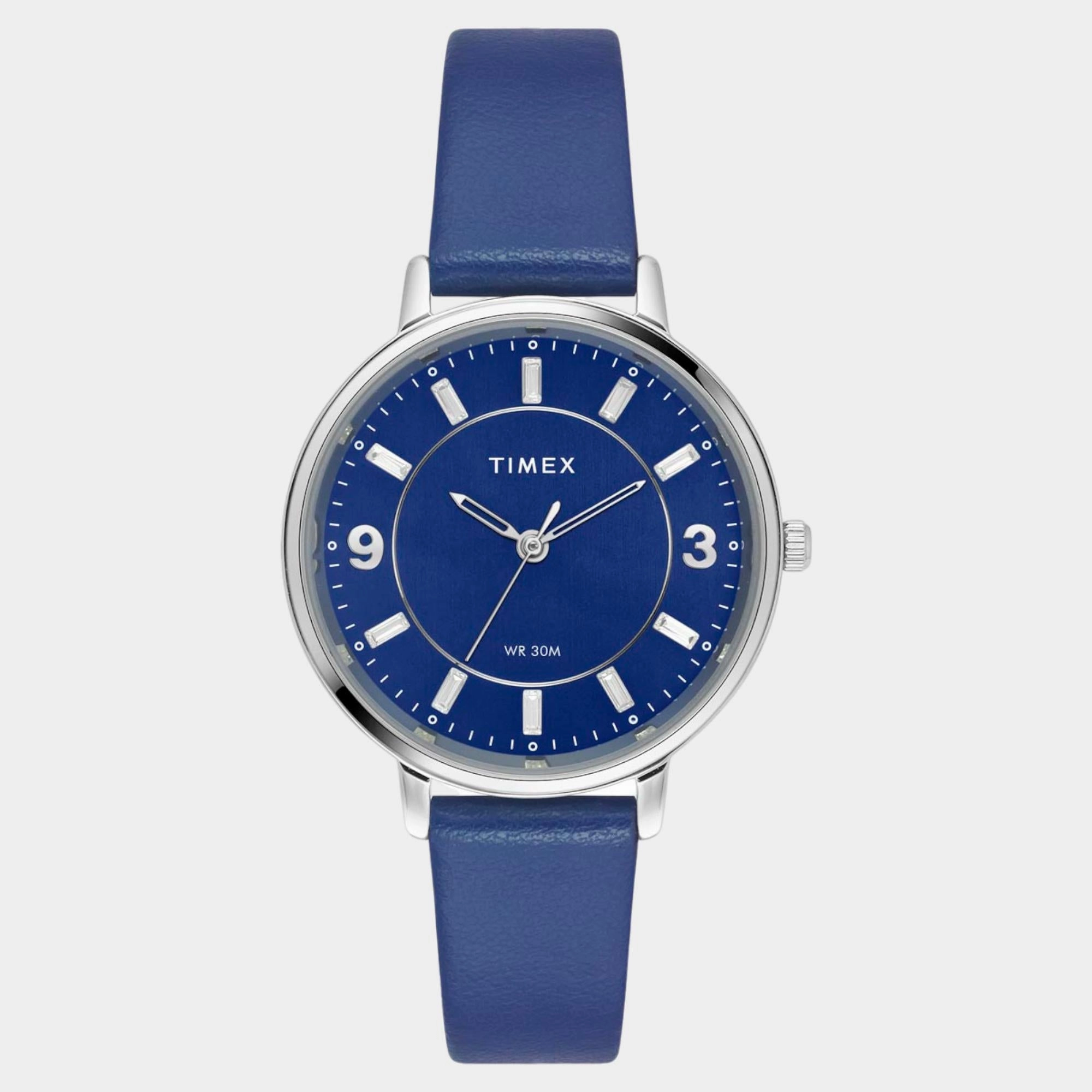 Women Quartz Blue Dial Analog Leather Watch TWEL15818