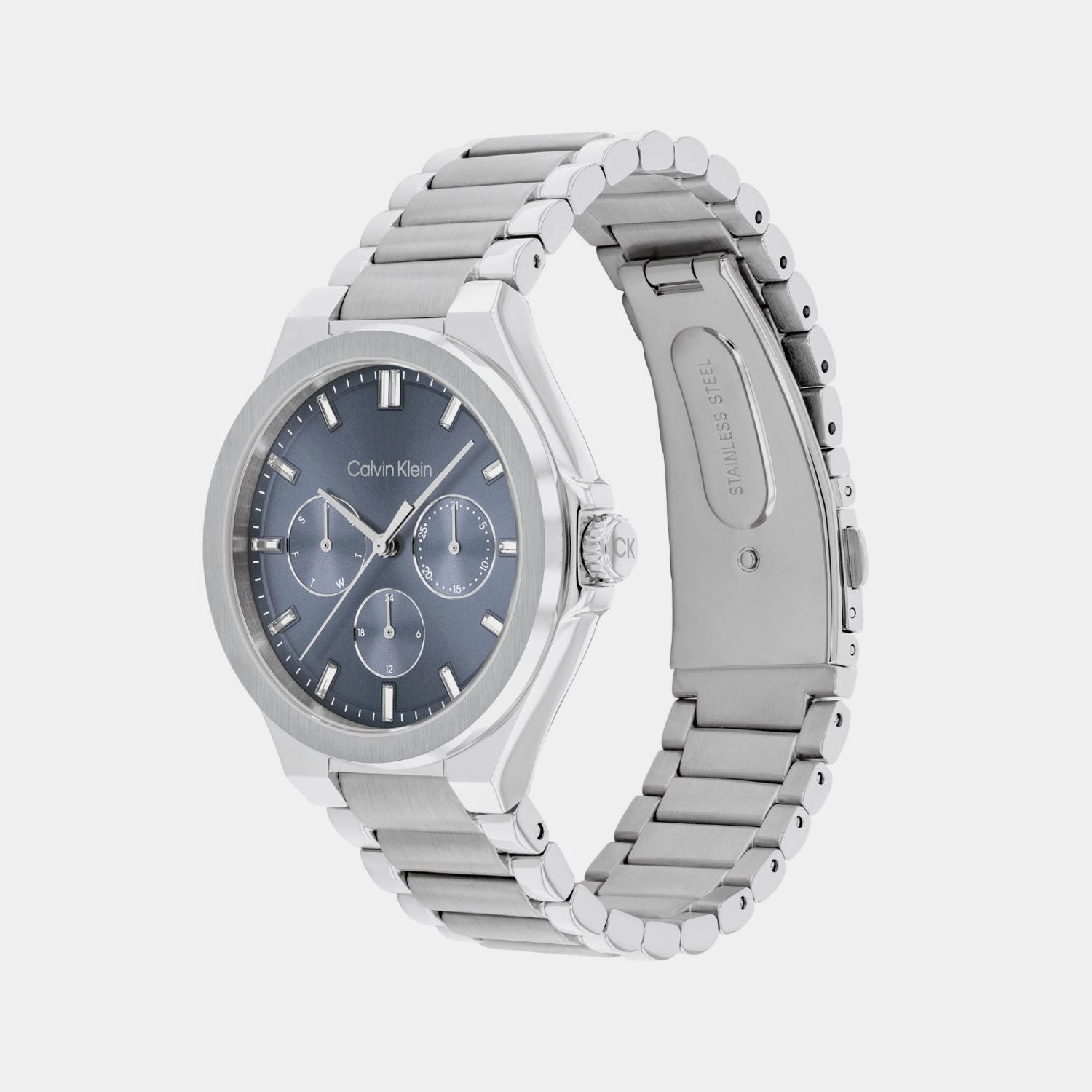 Women Quartz Blue Dial Multi-Function Stainless Steel Watch 25100051