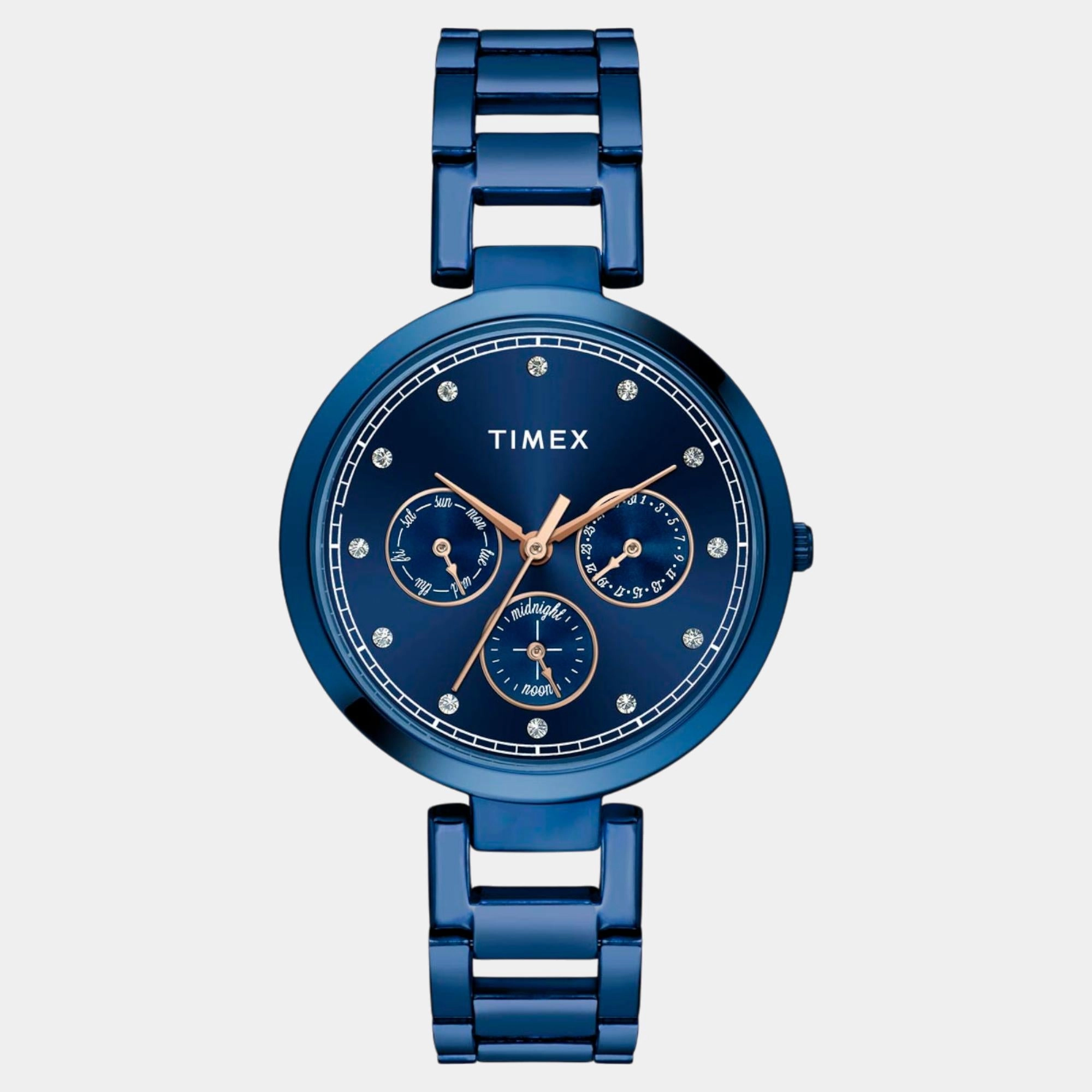 Women Quartz Blue Dial Multi-Function Stainless Steel Watch TW000X268