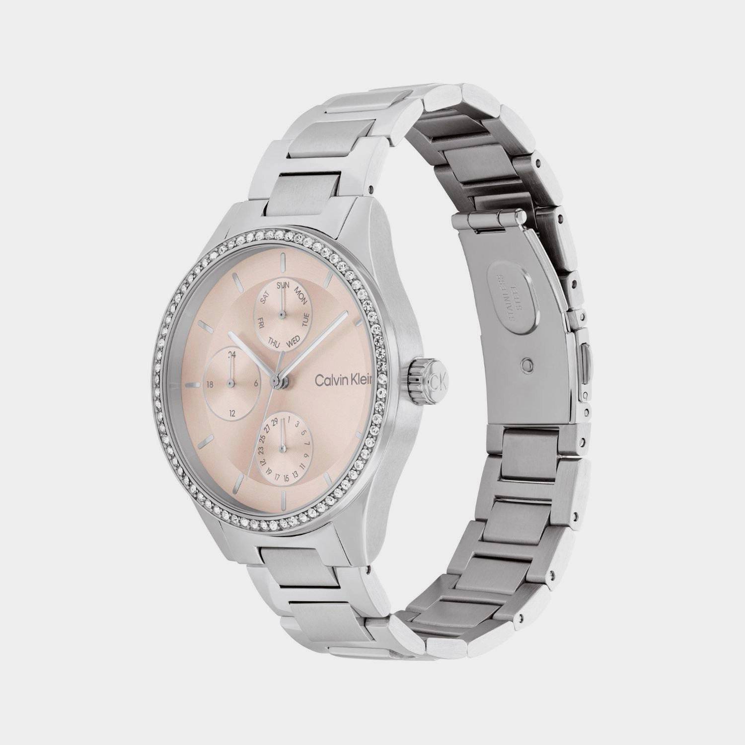 Women Quartz Blush Dial Multi-Function Stainless Steel Watch 25100007