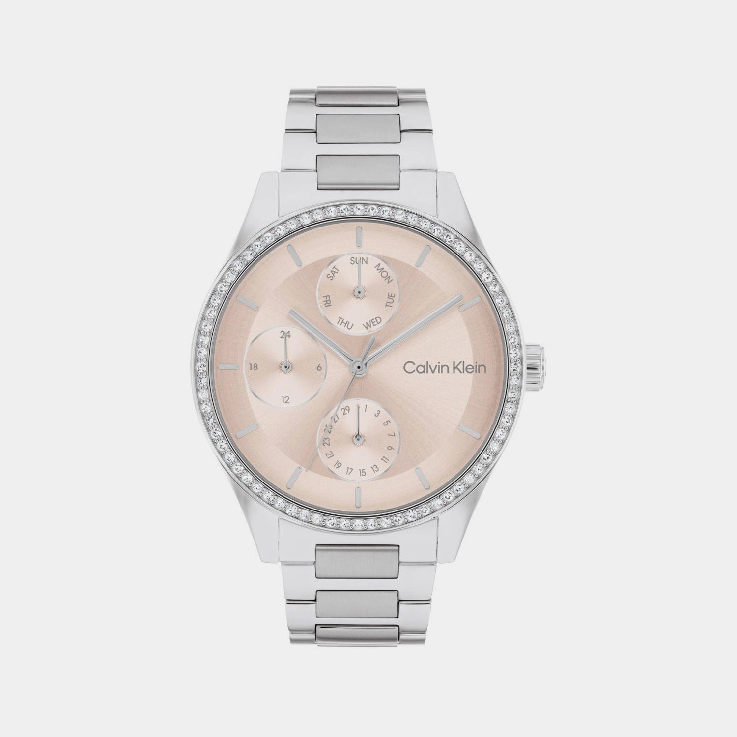 Women Quartz Blush Dial Multi-Function Stainless Steel Watch 25100007