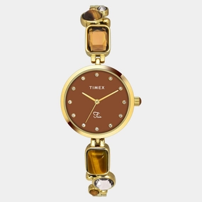 Women Quartz Brown Dial Analog Brass Watch TWEL17800