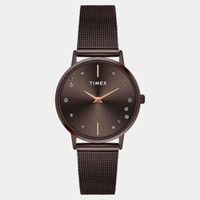 Women Quartz Brown Dial Analog Stainless Steel Watch TWEL15619