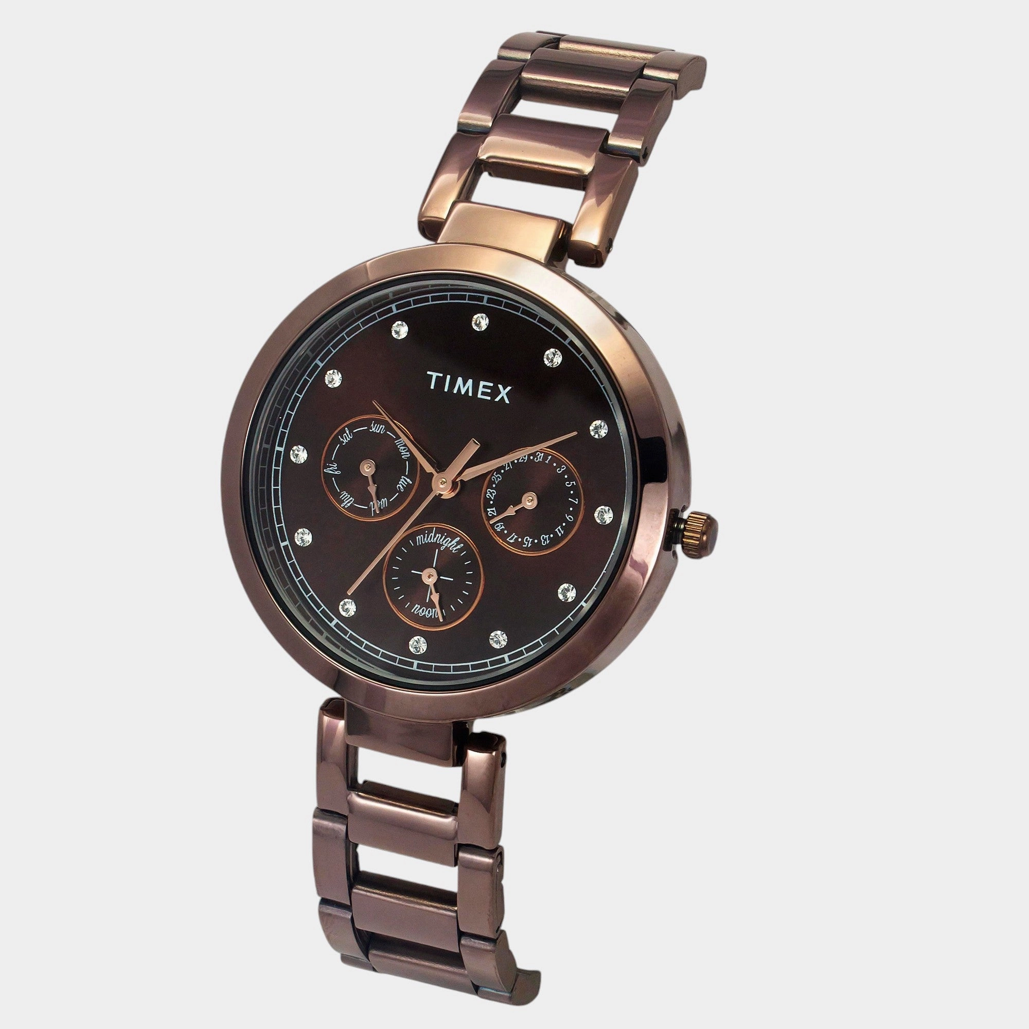 Women Quartz Brown Dial Multi-Function Stainless Steel Watch TW000X267