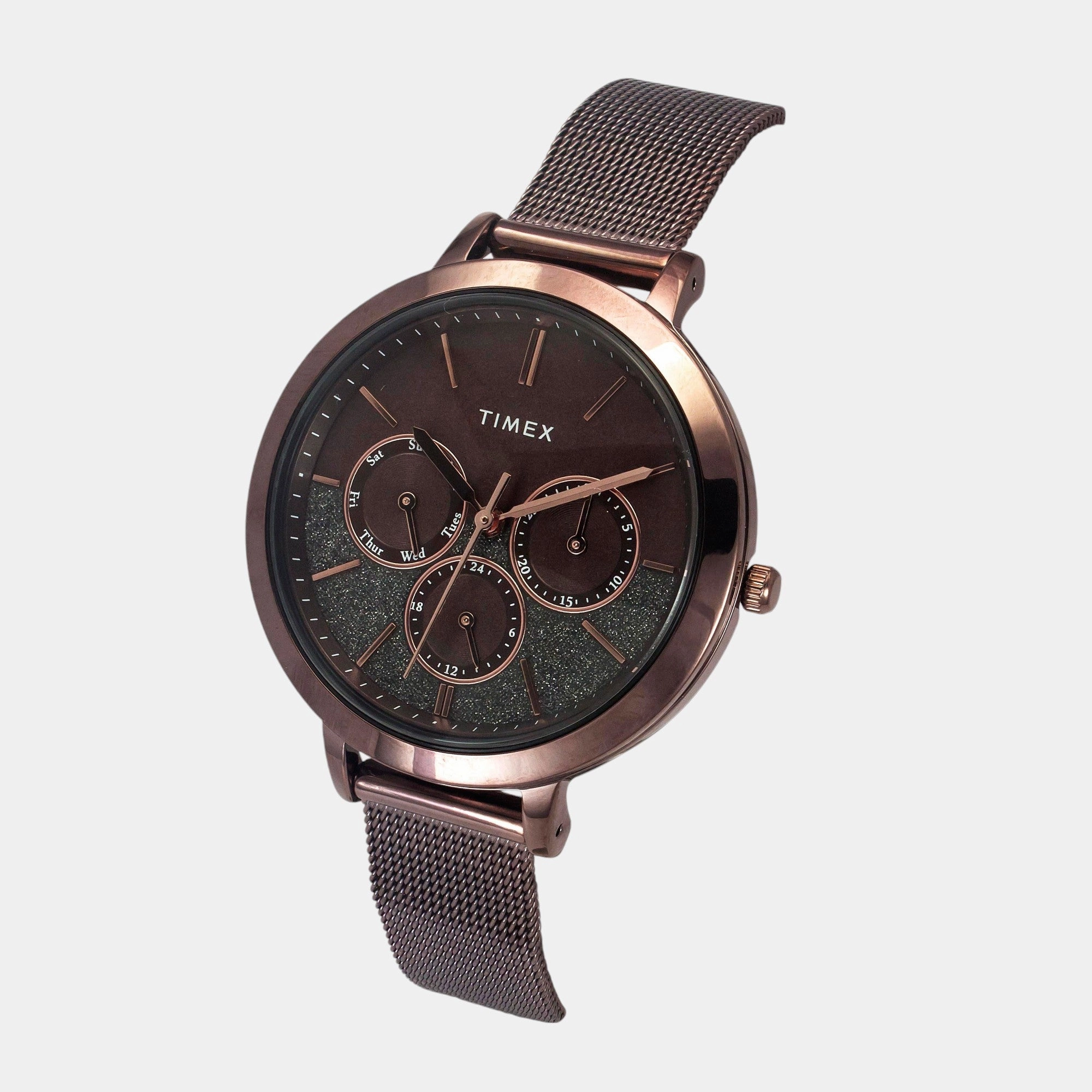 Women Quartz Brown Dial Multi-Function Stainless Steel Watch TWEL14507