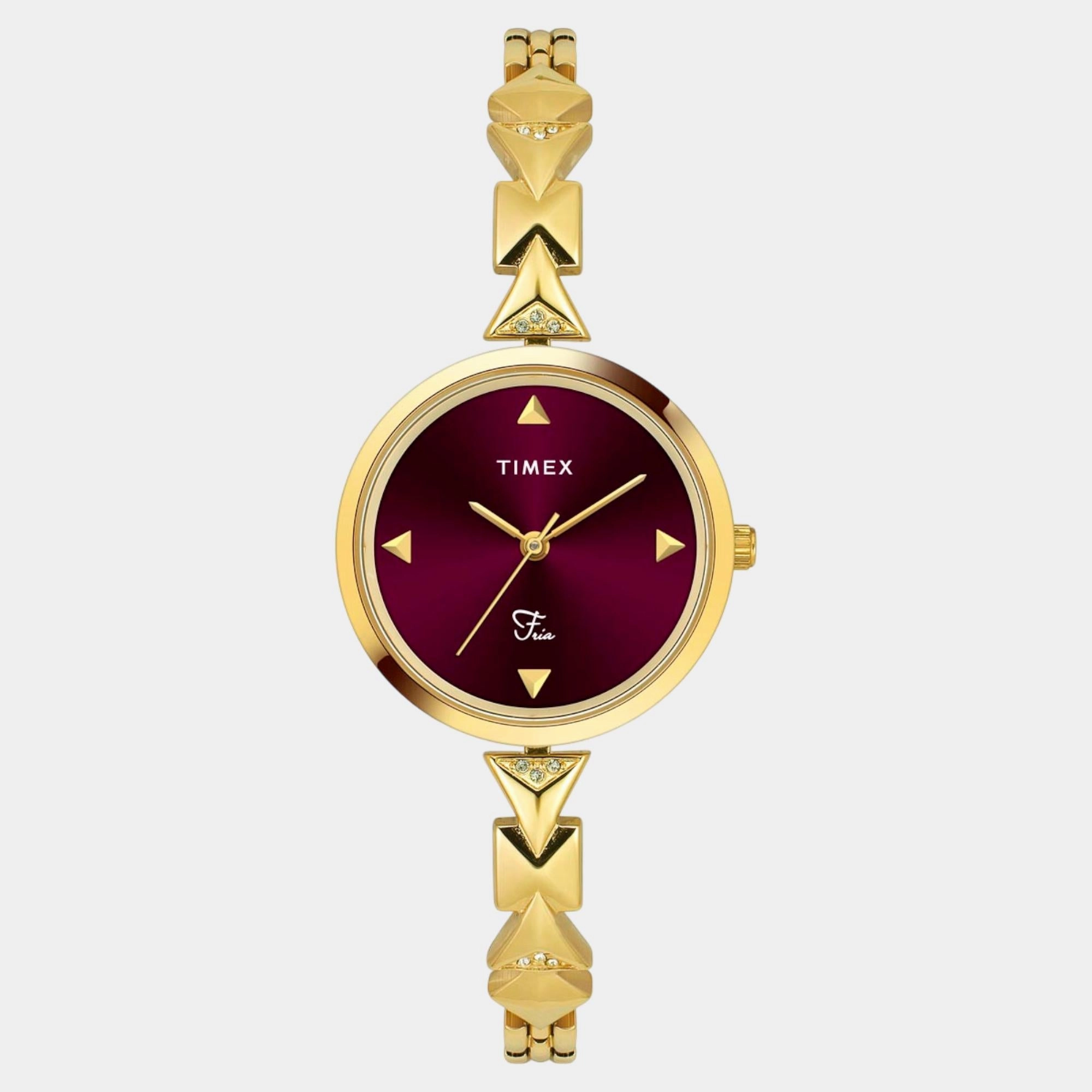 Women Quartz Burgundy Dial Analog Brass Watch TWEL18304