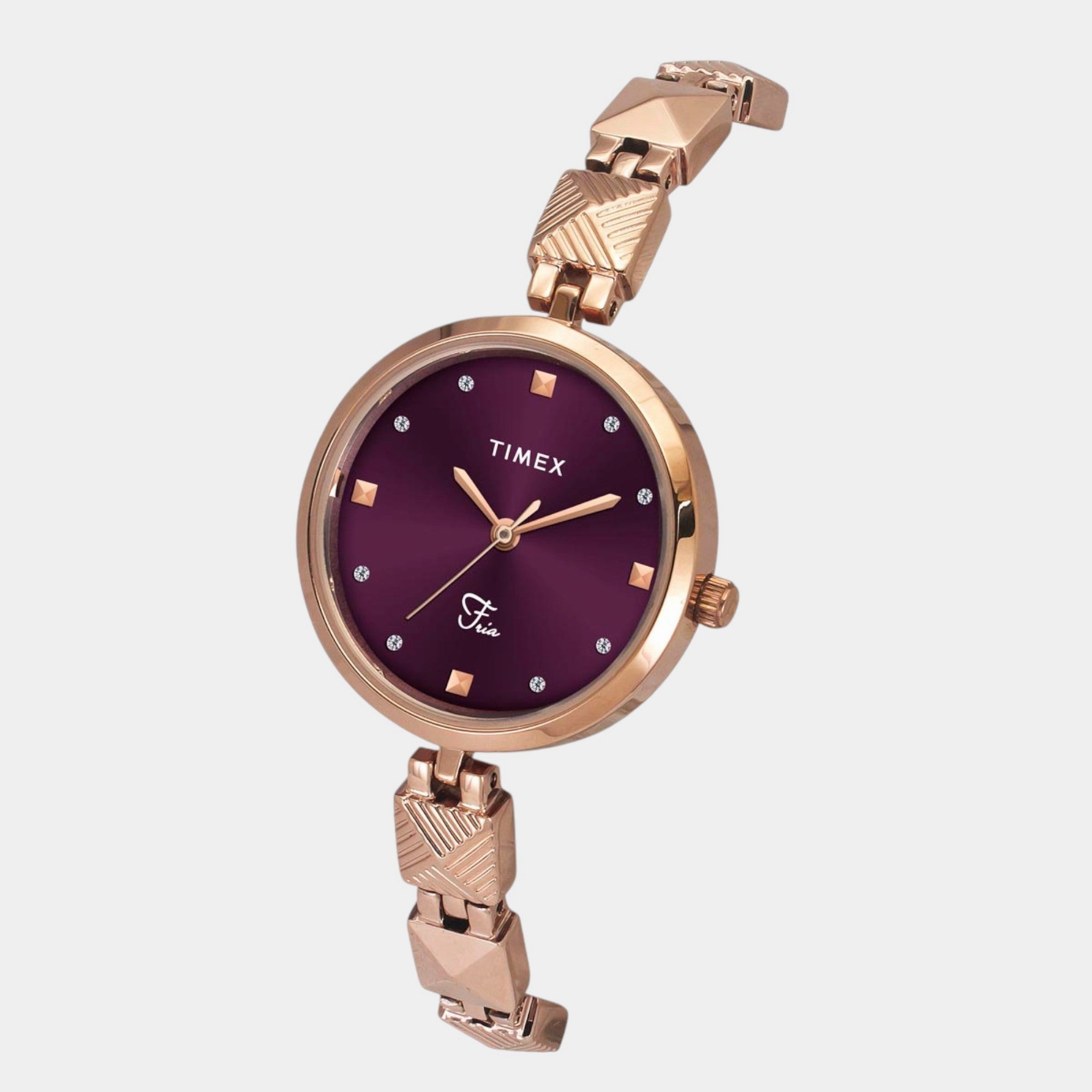 Women Quartz Burgundy Dial Analog Brass Watch TWEL18310