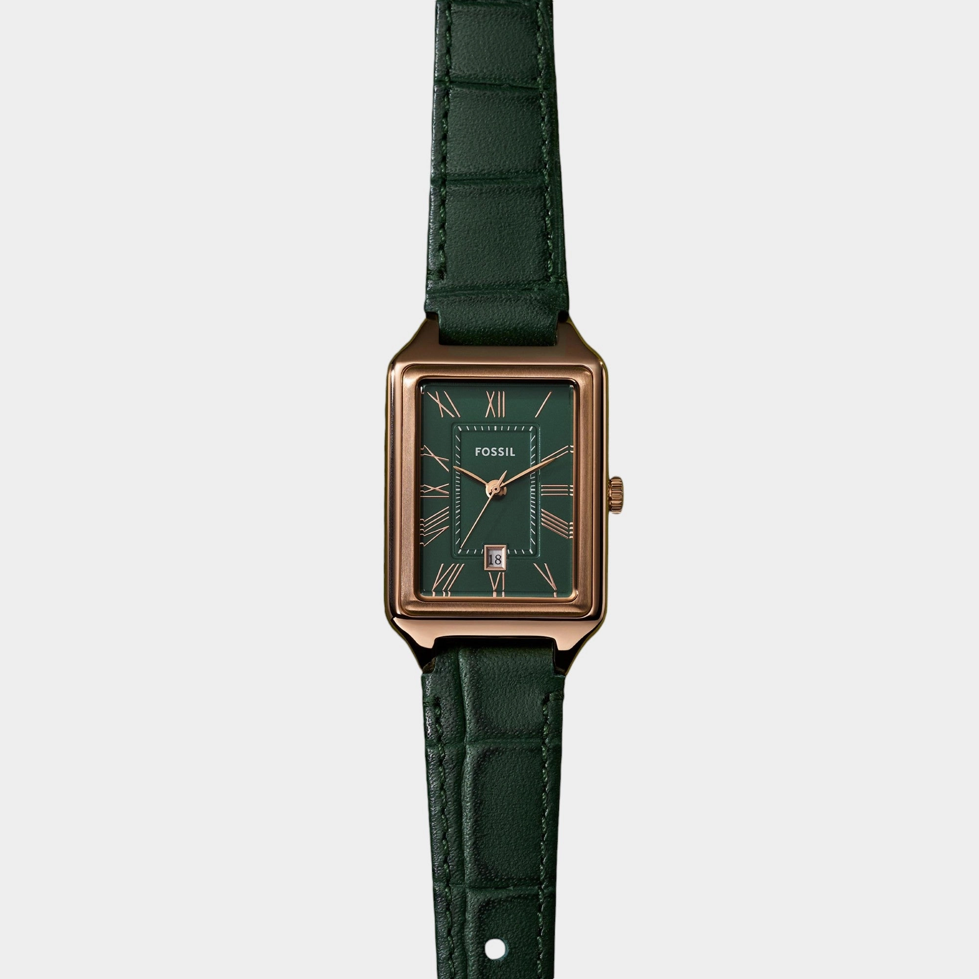 Women Quartz Date Green Dial Analog Leather Watch ES5366