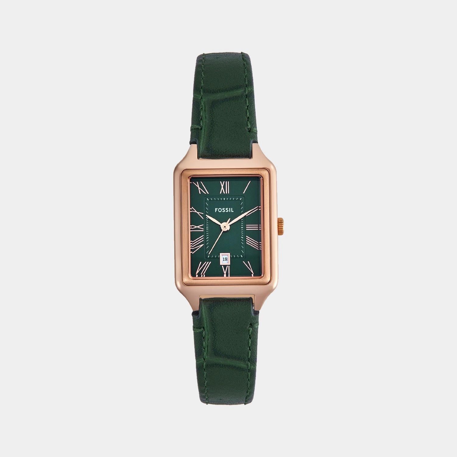Women Quartz Date Green Dial Analog Leather Watch ES5366