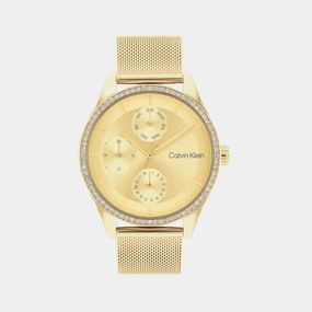 Women Quartz Gold Dial Multi-Function Stainless Steel Watch 25100011