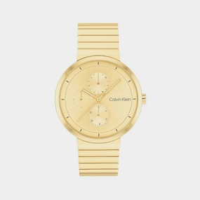 Women Quartz Gold Dial Multi-Function Stainless Steel Watch 25100030
