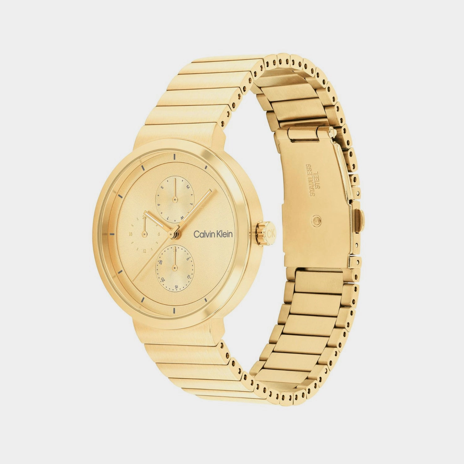 Women Quartz Gold Dial Multi-Function Stainless Steel Watch 25100030