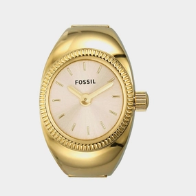 Women Quartz Gold Dial Ring Analog Stainless Steel Watch ES5246