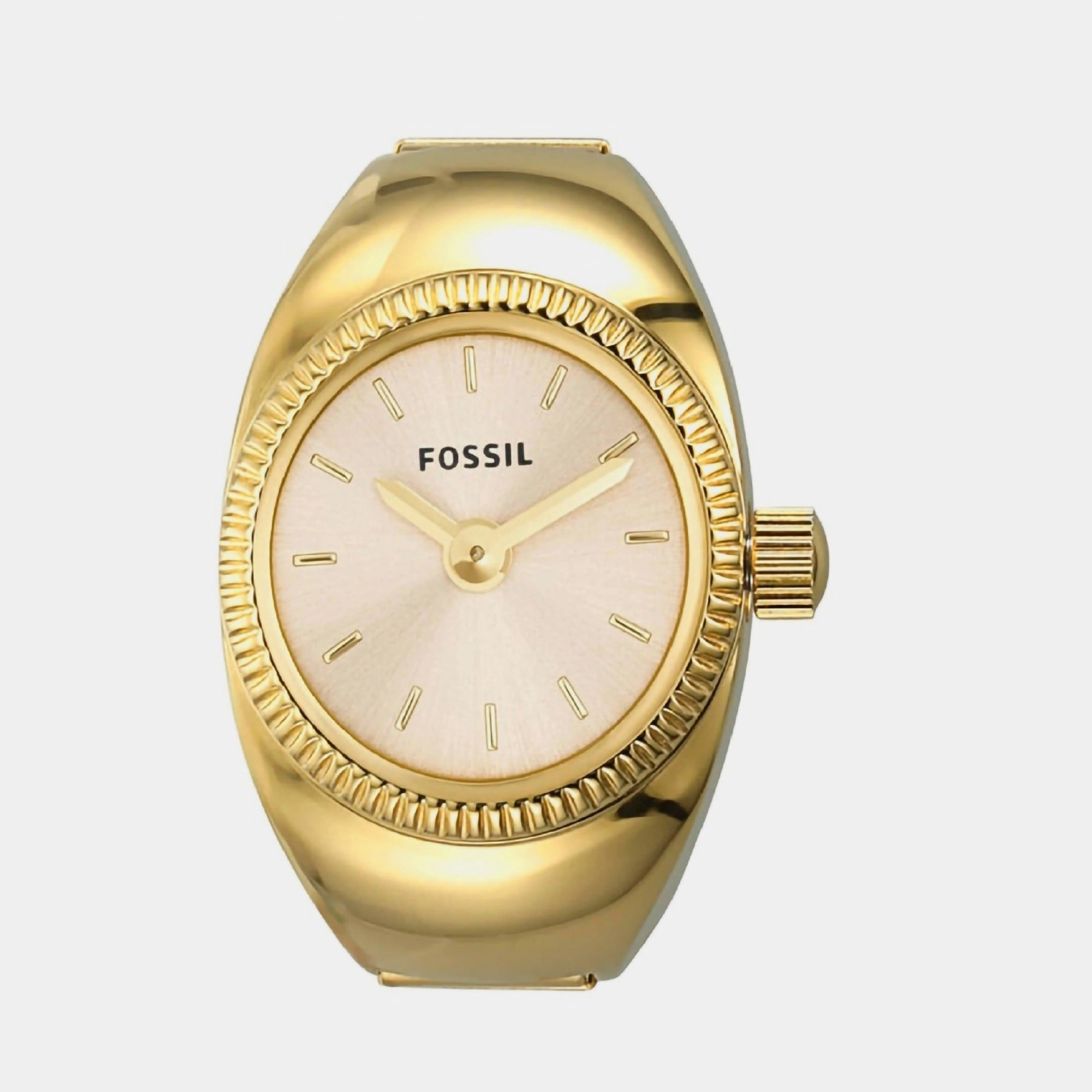 Women Quartz Gold Dial Ring Analog Stainless Steel Watch ES5246