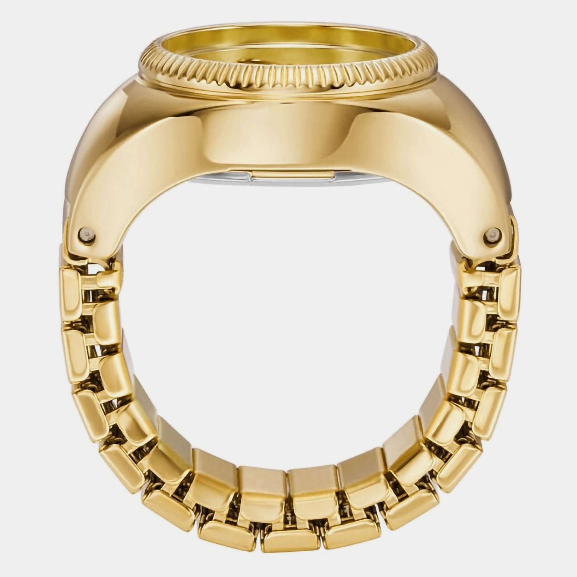 Women Quartz Gold Dial Ring Analog Stainless Steel Watch ES5246