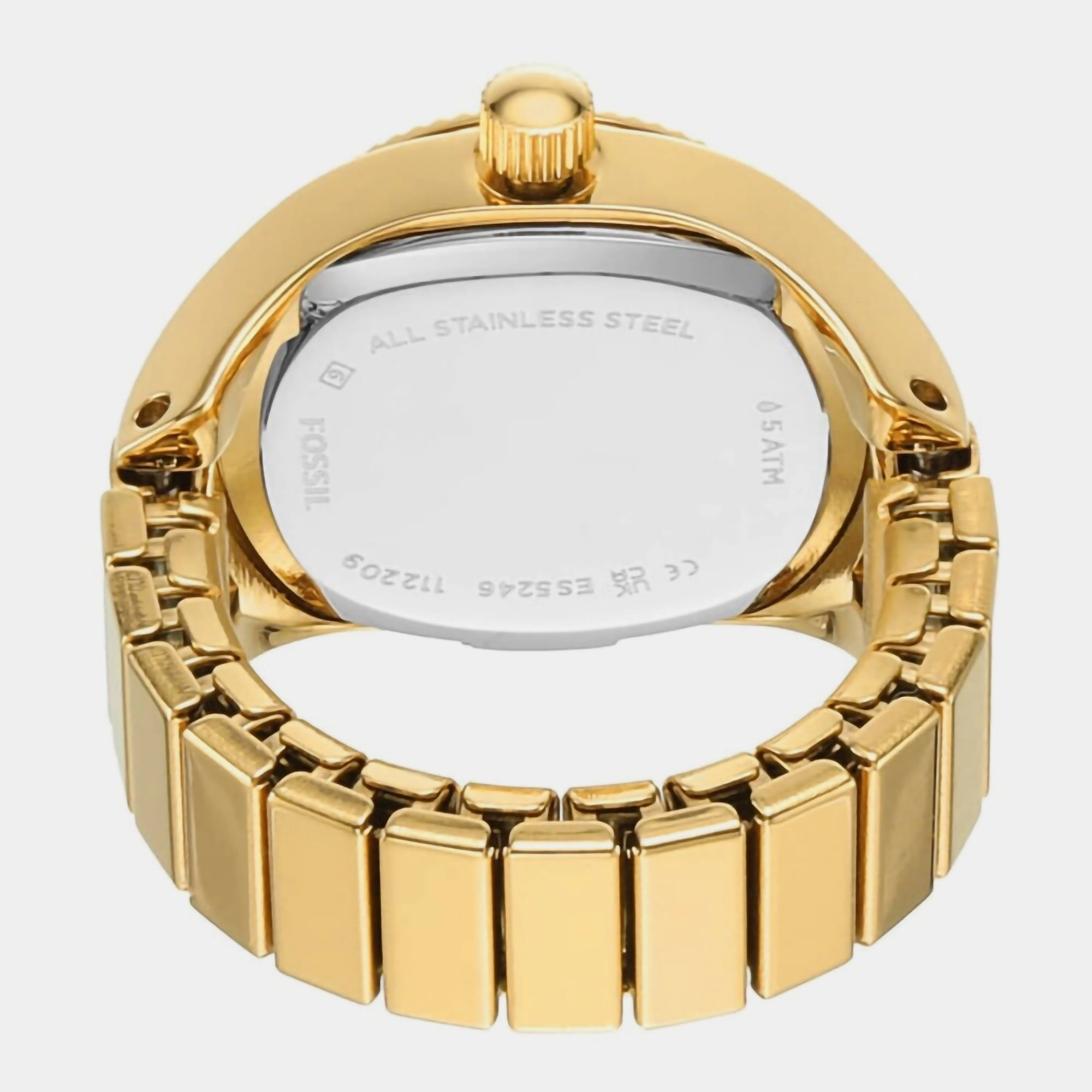 Women Quartz Gold Dial Ring Analog Stainless Steel Watch ES5246