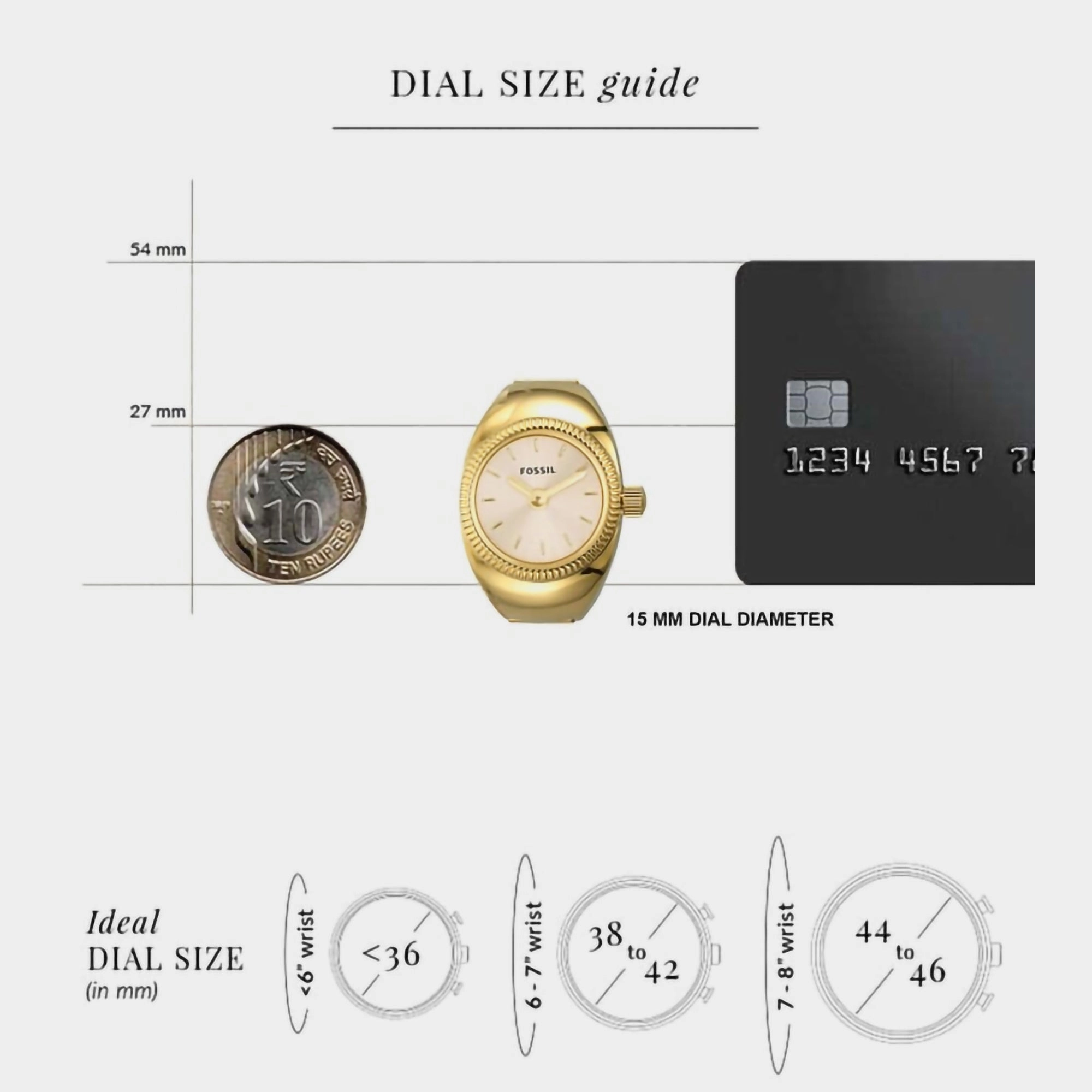 Women Quartz Gold Dial Ring Analog Stainless Steel Watch ES5246