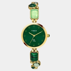 Women Quartz Green Dial Analog Brass Watch TWEL17801