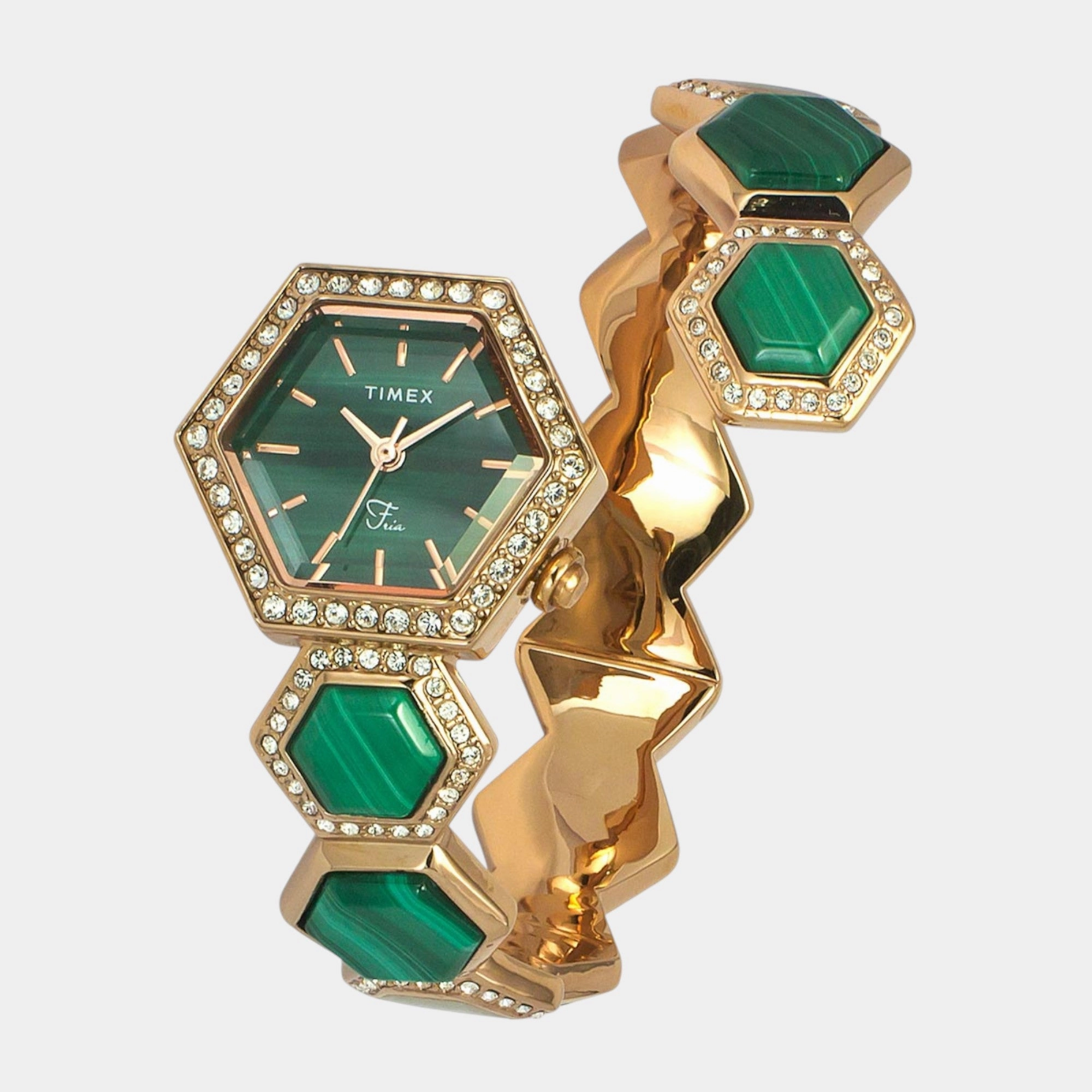 Women Quartz Green Dial Analog Brass Watch TWEL17901