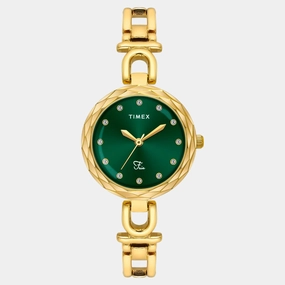Women Quartz Green Dial Analog Brass Watch TWEL19900