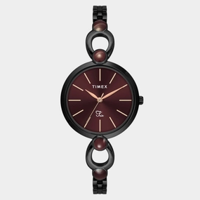 Women Quartz Maroon Dial Analog Brass Watch TWEL18107