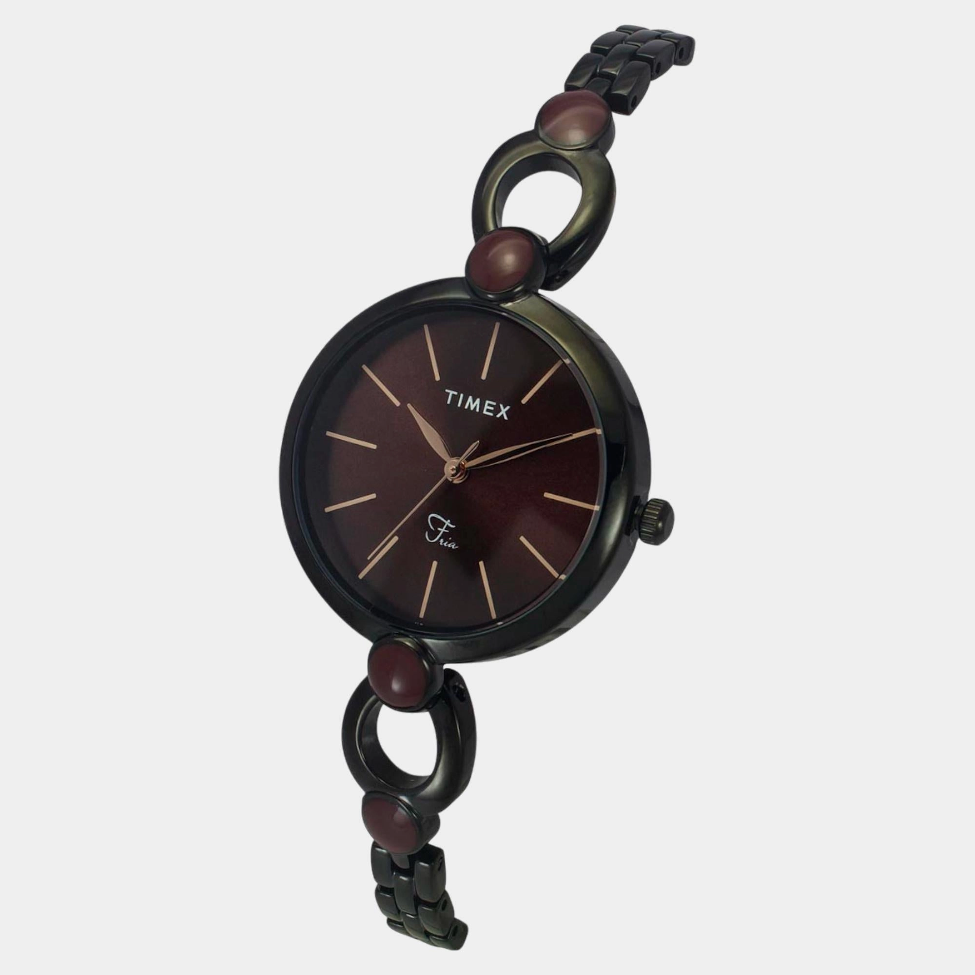 Women Quartz Maroon Dial Analog Brass Watch TWEL18107