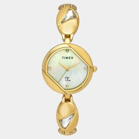 Women Quartz Mother of Pearl Dial Analog Brass Watch TWEL16305