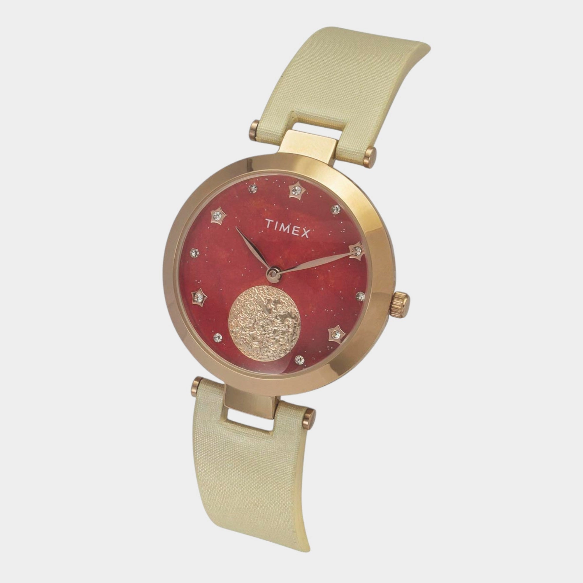 Women Quartz Orange Dial Analog Leather Watch TWEL19201