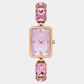 Women Quartz Pink Dial Analog Brass Watch TWEL16906