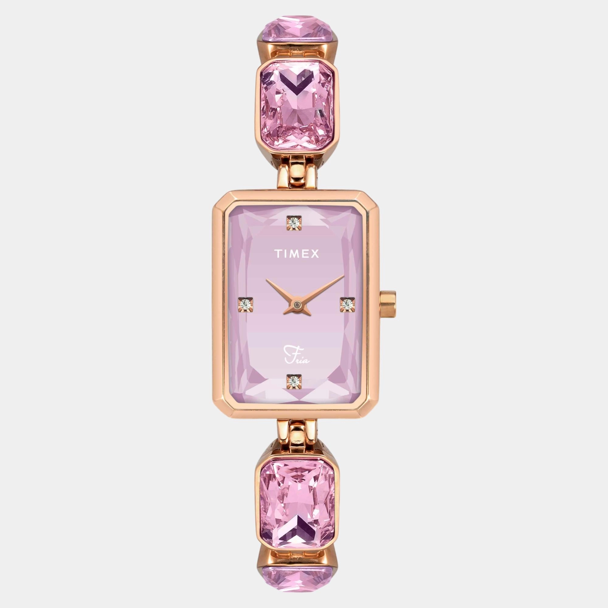 Women Quartz Pink Dial Analog Brass Watch TWEL16906