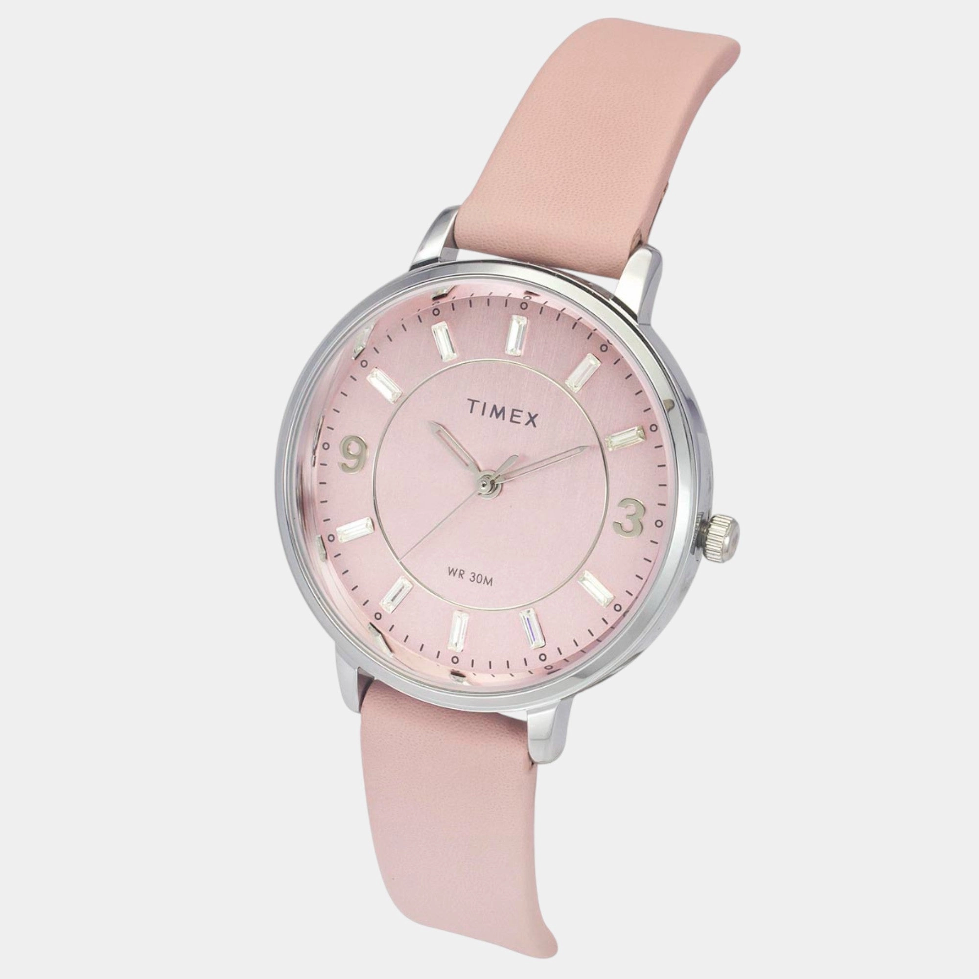 Women Quartz Pink Dial Analog Leather Watch TWEL15816