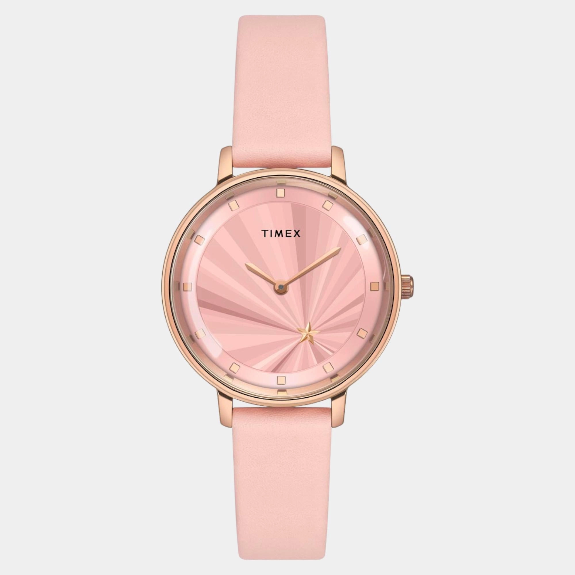 Women Quartz Pink Dial Analog Leather Watch TWEL19100