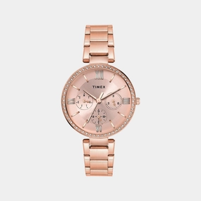 Women Quartz Pink Dial Multi-Function Stainless Steel Watch TWEL18707