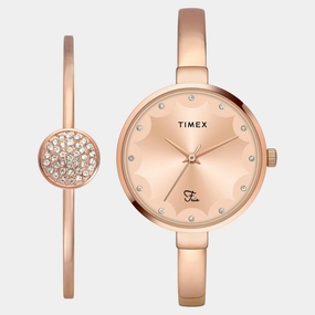 Women Quartz Rose Gold Dial Analog Brass Watch TWEL18502