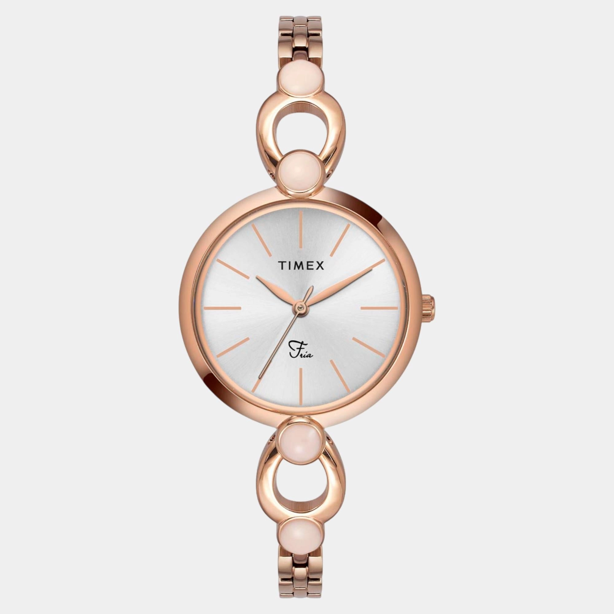 Women Quartz Silver Dial Analog Brass Watch TWEL18105