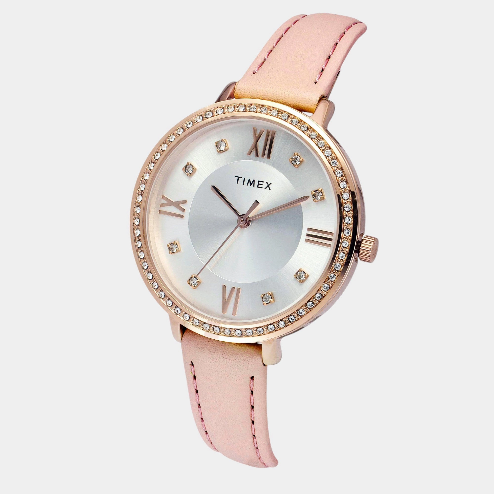 Women Quartz Silver Dial Analog Leather Watch TWEL14714