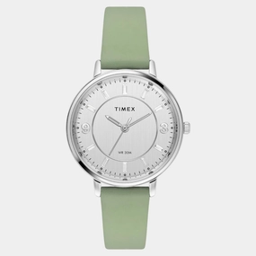 Women Quartz Silver Dial Analog Leather Watch TWEL15815