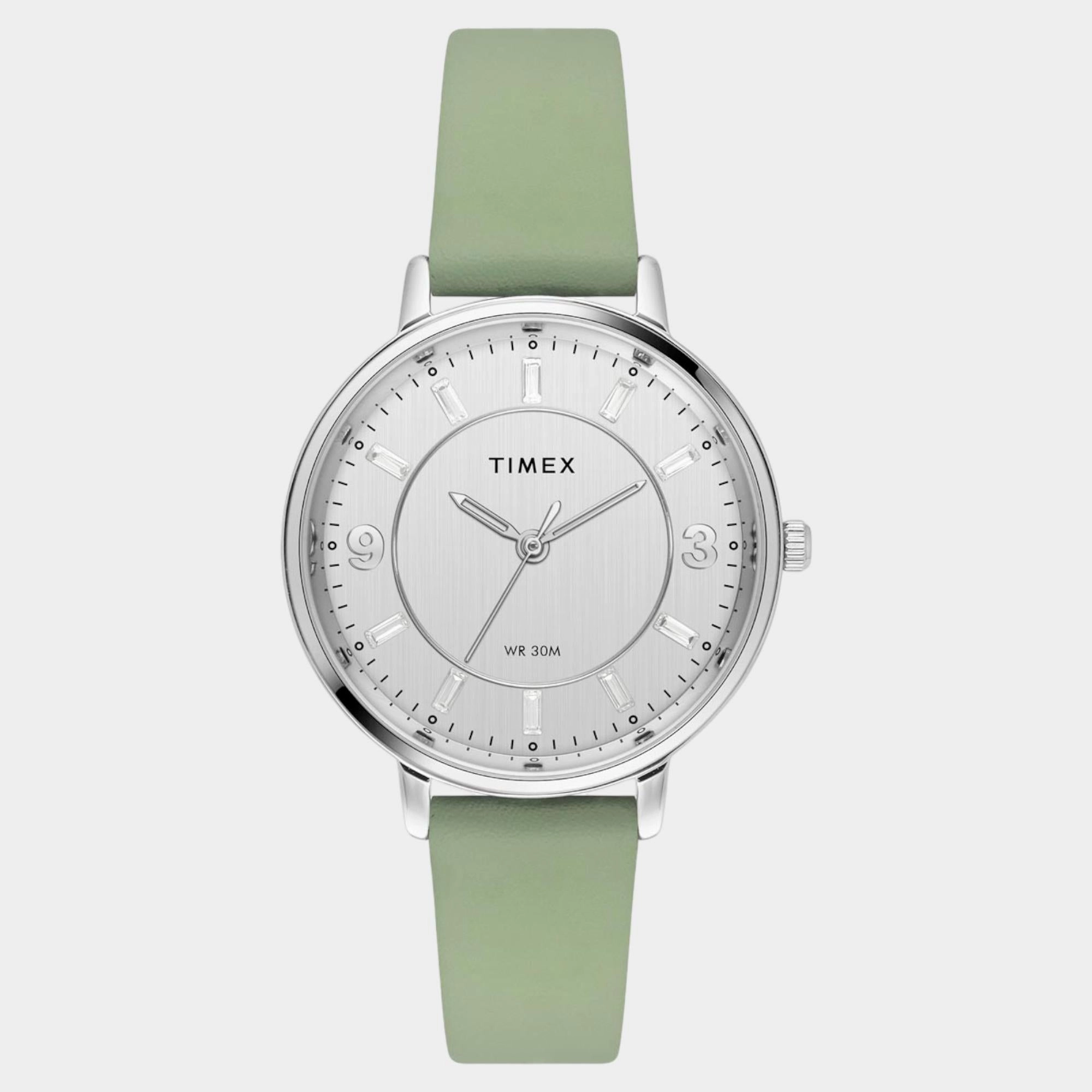 Women Quartz Silver Dial Analog Leather Watch TWEL15815