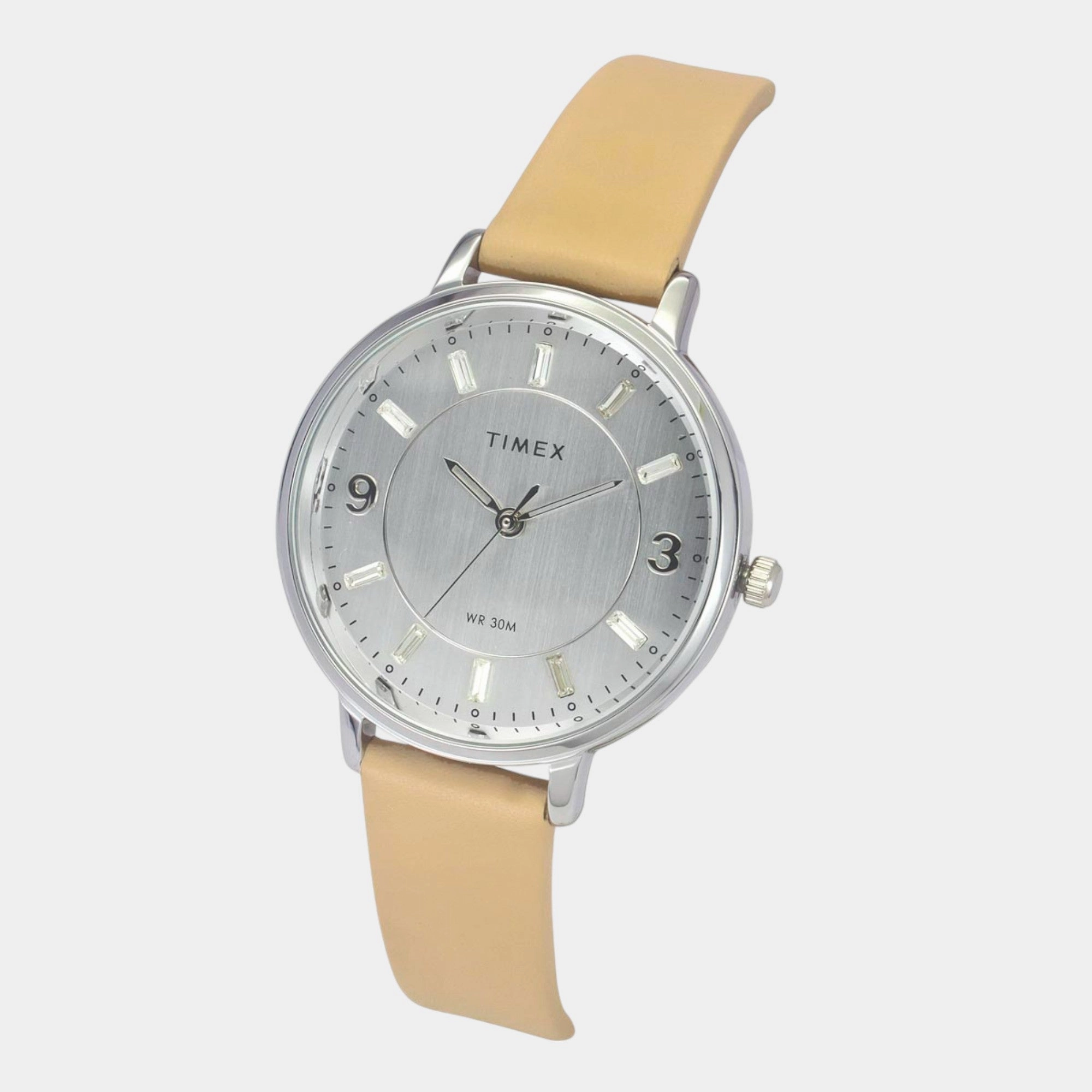 Women Quartz Silver Dial Analog Leather Watch TWEL15817