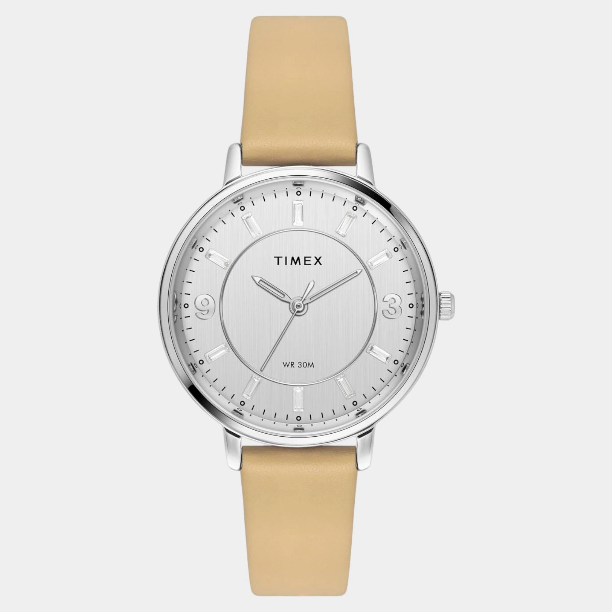 Women Quartz Silver Dial Analog Leather Watch TWEL15817