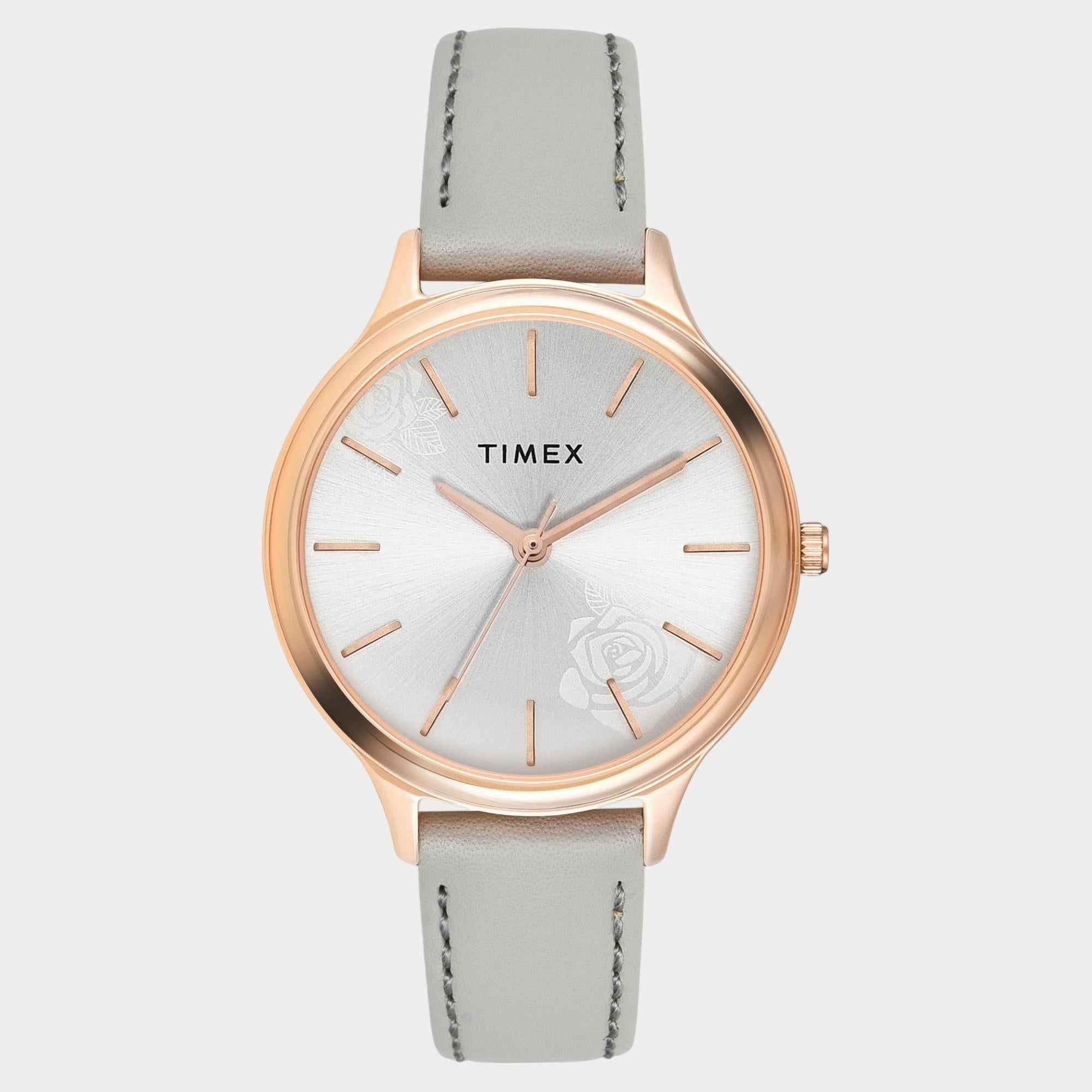 Women Quartz Silver Dial Analog Leather Watch TWTL12104