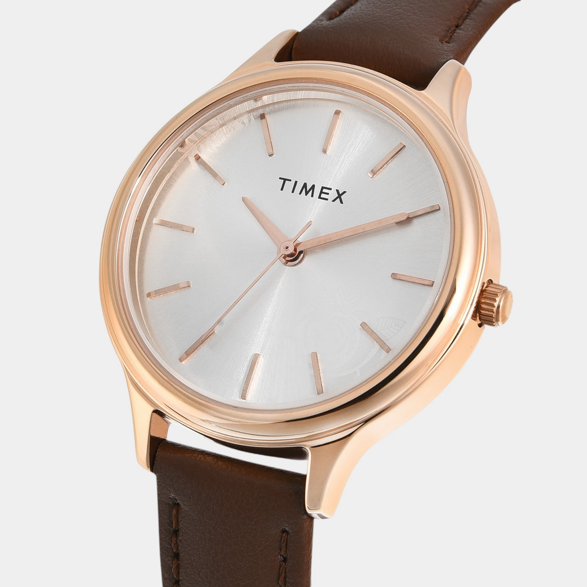 Women Quartz Silver Dial Analog Leather Watch TWTL12105