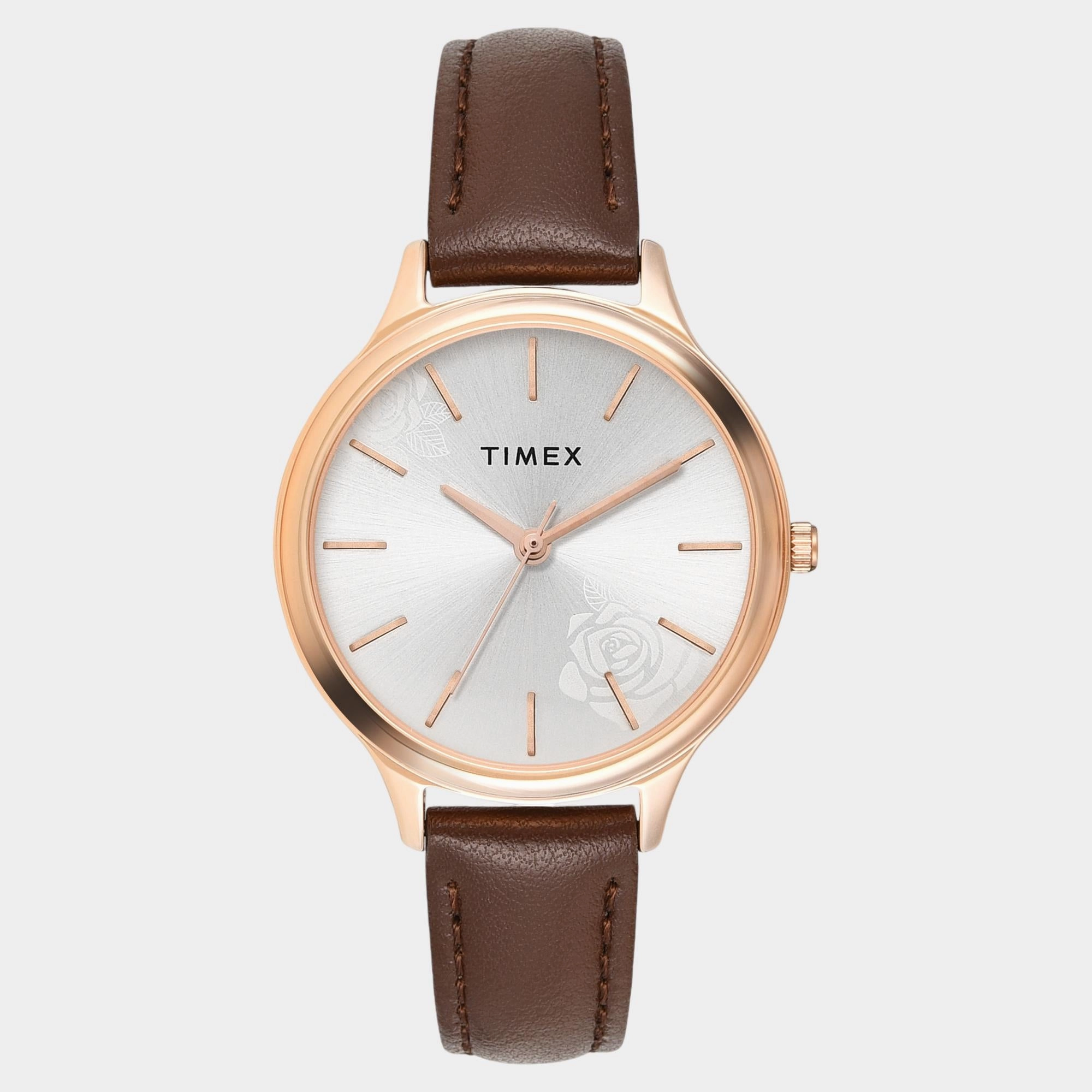 Women Quartz Silver Dial Analog Leather Watch TWTL12105