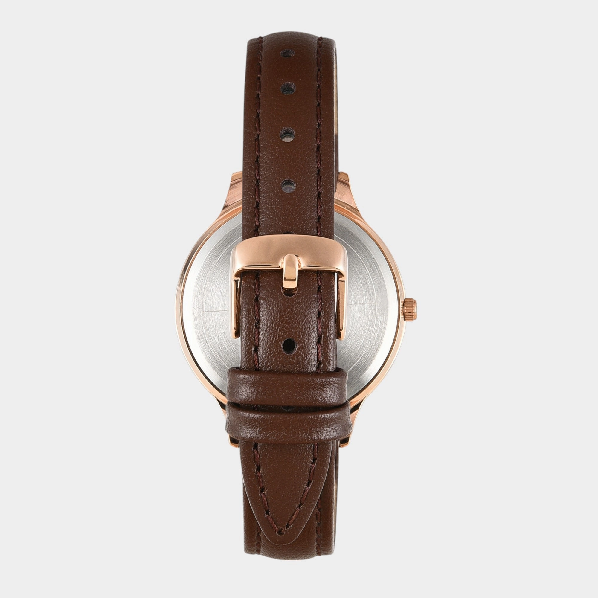 Women Quartz Silver Dial Analog Leather Watch TWTL12105