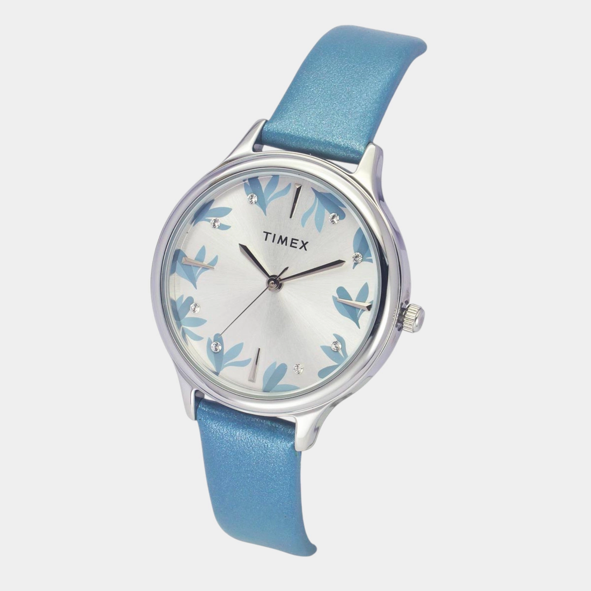 Women Quartz Silver Dial Analog Leather Watch TWTL12106