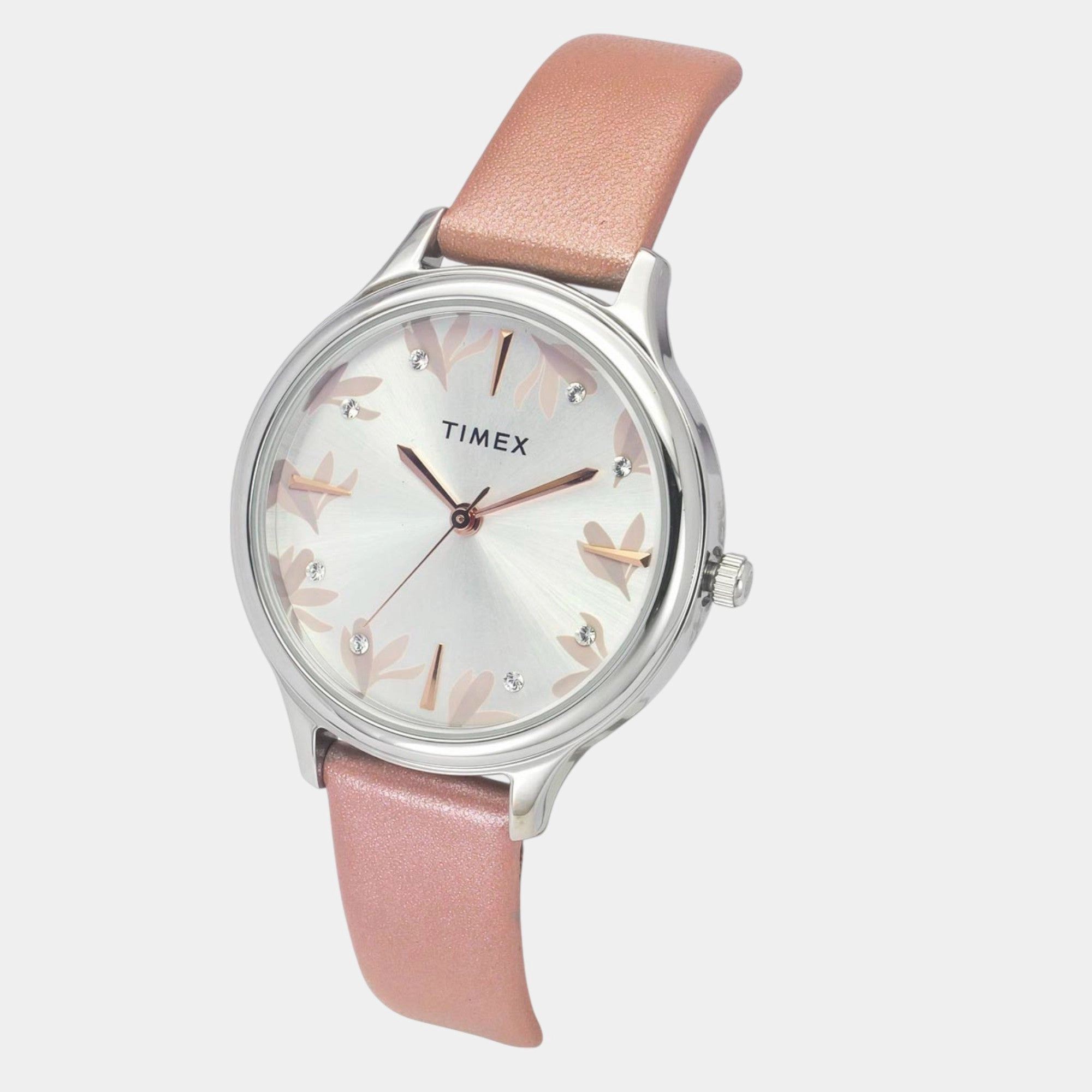 Women Quartz Silver Dial Analog Leather Watch TWTL12107