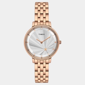 Women Quartz Silver Dial Analog Stainless Steel Watch TWEL19102