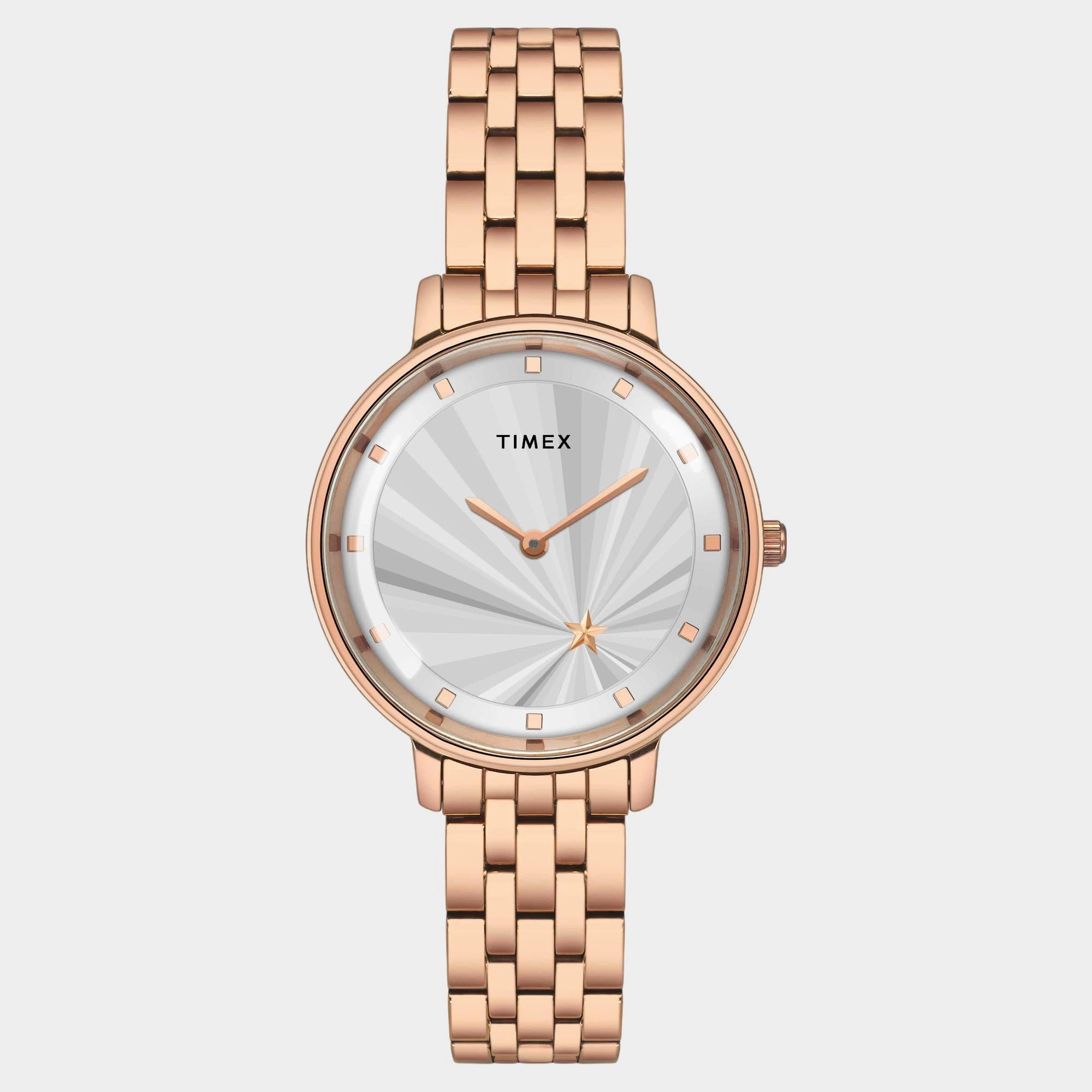 Women Quartz Silver Dial Analog Stainless Steel Watch TWEL19102