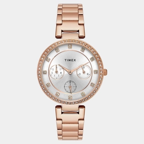 Women Quartz Silver Dial Multi-Function Stainless Steel Watch TWEL18702