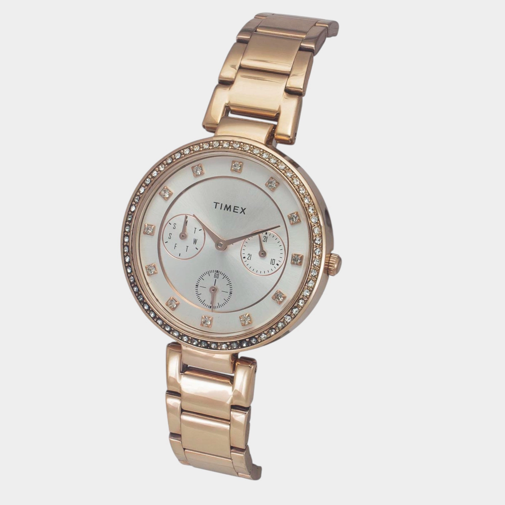 Women Quartz Silver Dial Multi-Function Stainless Steel Watch TWEL18702